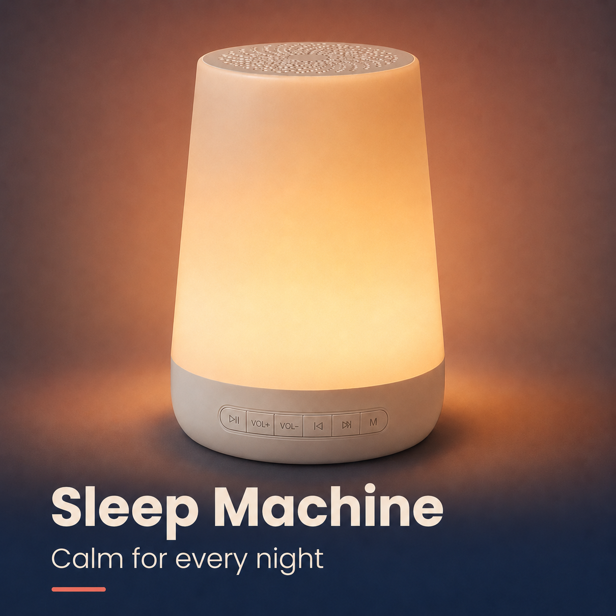 The Vandori Sleep Machine glowing warmly — calm for every night
